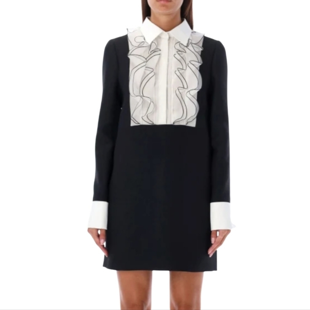 Valentino Look  Black and White Ruffle Dress